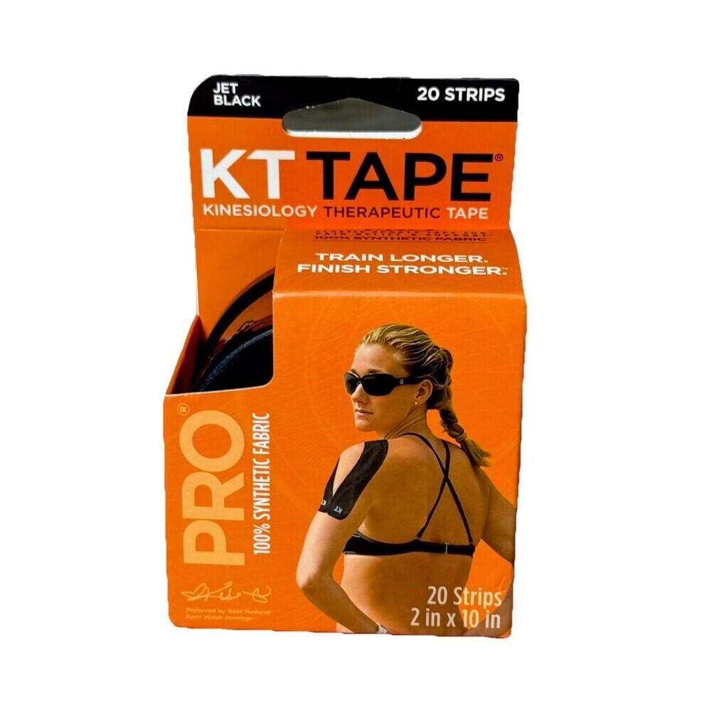 KT Tape Kinesiology Therapeutic Tape Pro 20 Strips 10” Precut Stealth Jet Black